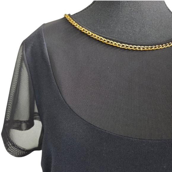 ⭐️Nygard Collectiin Black Sheer Sleeve Top With Gold Accents Size L - Picture 2 of 5